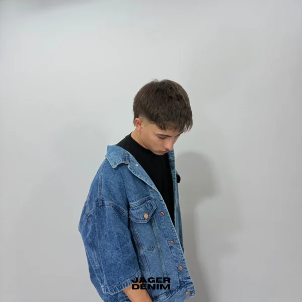 Chaqueta Boxy Clasica Manga Corta Azul Verdoso