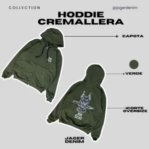 Hoddie cremallera diseño verde