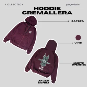 Hoddie cremallera diseño vino