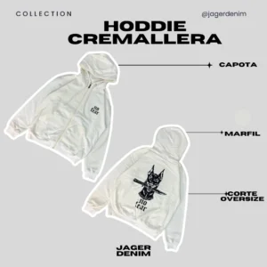 Hoddie cremallera diseño marfil