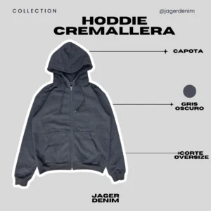 Hoddie cremallera gris oscuro
