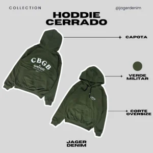 Hoddie cerrado verde militar