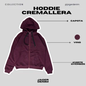 Hoddie cremallera vino
