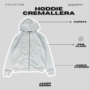 Hoddie cremallera gris claro