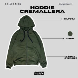Hoddie cremallera verde