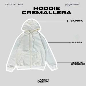 Hoddie cremallera marfil
