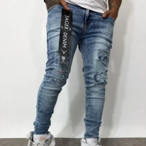 Skinny Jean Azul Claro Rotos Desgastado