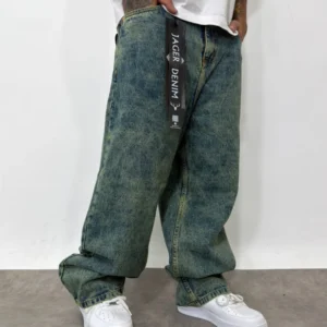 Baggy jean azul verdoso diseño