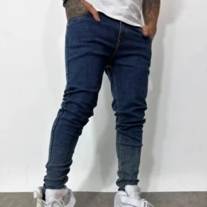 Skinny Jean Azul Bota Desgastado