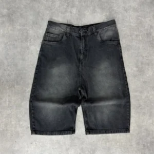Baggy Jorts Negro Desgastado Tela Galleta