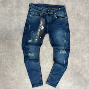 Skinny Jean Azul Oscuro Roto Rodilla