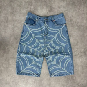 Baggy Jorts Diseño Telaraña Azul Claro